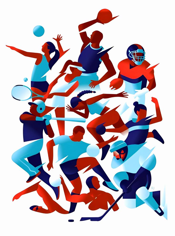 Athletes playing various sports